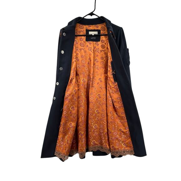 Odd Molly for Anthropologie Wool Cashmere Blend Coat Size 1 Small Orange Lining - Picture 3 of 5